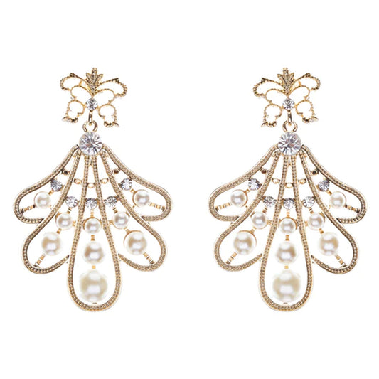 Flare Pearl Crystal Vintage Earrings